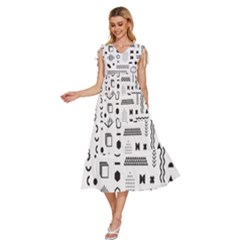 V-Neck Drawstring Shoulder Sleeveless Maxi Dress 