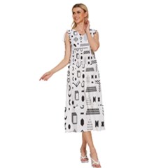 V-Neck Drawstring Shoulder Sleeveless Maxi Dress 