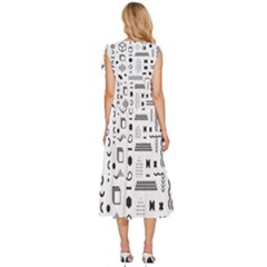 V-Neck Drawstring Shoulder Sleeveless Maxi Dress 