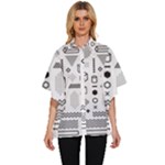 Pattern Hipster Abstract Form Geometric Line Variety Shapes Polkadots Fashion Style Seamless Women s Batwing Button Up Shirt