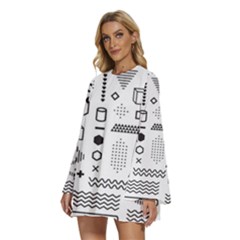 Round Neck Long Sleeve Bohemian Style Chiffon Mini Dress 