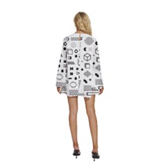 Round Neck Long Sleeve Bohemian Style Chiffon Mini Dress 
