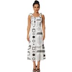 Pattern Hipster Abstract Form Geometric Line Variety Shapes Polkadots Fashion Style Seamless Tie-Strap Tiered Midi Chiffon Dress