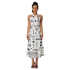 Sleeveless Cross Front Cocktail Midi Chiffon Dress 