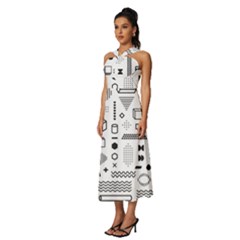 Sleeveless Cross Front Cocktail Midi Chiffon Dress 