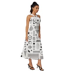 Sleeveless Cross Front Cocktail Midi Chiffon Dress 