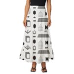 Pattern Hipster Abstract Form Geometric Line Variety Shapes Polkadots Fashion Style Seamless Tiered Ruffle Maxi Skirt
