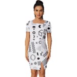 Pattern Hipster Abstract Form Geometric Line Variety Shapes Polkadots Fashion Style Seamless Fitted Knot Split End Bodycon Dress