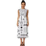 Pattern Hipster Abstract Form Geometric Line Variety Shapes Polkadots Fashion Style Seamless Sleeveless Round Neck Midi Dress