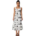 Pattern Hipster Abstract Form Geometric Line Variety Shapes Polkadots Fashion Style Seamless Square Neckline Tiered Midi Dress