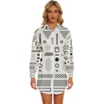 Pattern Hipster Abstract Form Geometric Line Variety Shapes Polkadots Fashion Style Seamless Womens Long Sleeve Shirt Dress