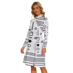 Long Sleeve Shirt Collar A-Line Dress 