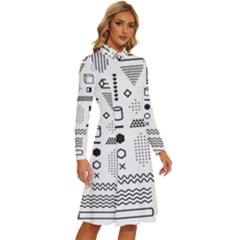 Long Sleeve Shirt Collar A-Line Dress 