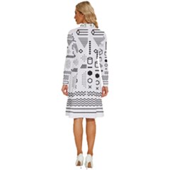Long Sleeve Shirt Collar A-Line Dress 