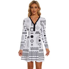 Long Sleeve Deep V Mini Dress  