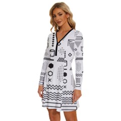 Long Sleeve Deep V Mini Dress  