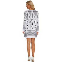 Long Sleeve Deep V Mini Dress  