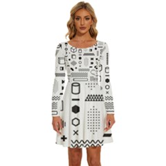 Long Sleeve Wide Neck Velvet Dress 