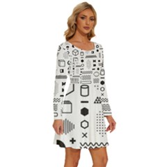 Long Sleeve Wide Neck Velvet Dress 