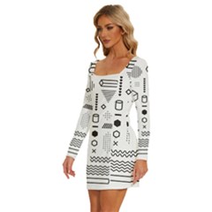 Long Sleeve Square Neck Bodycon Velvet Dress 