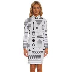 Long Sleeve Shirt Collar Bodycon Dress 