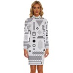 Pattern Hipster Abstract Form Geometric Line Variety Shapes Polkadots Fashion Style Seamless Long Sleeve Shirt Collar Bodycon Dress