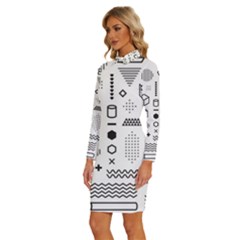 Long Sleeve Shirt Collar Bodycon Dress 