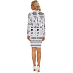 Long Sleeve Shirt Collar Bodycon Dress 