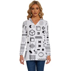 Long Sleeve Drawstring Hooded Top 
