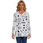 Pattern Hipster Abstract Form Geometric Line Variety Shapes Polkadots Fashion Style Seamless Long Sleeve Drawstring Hooded Top