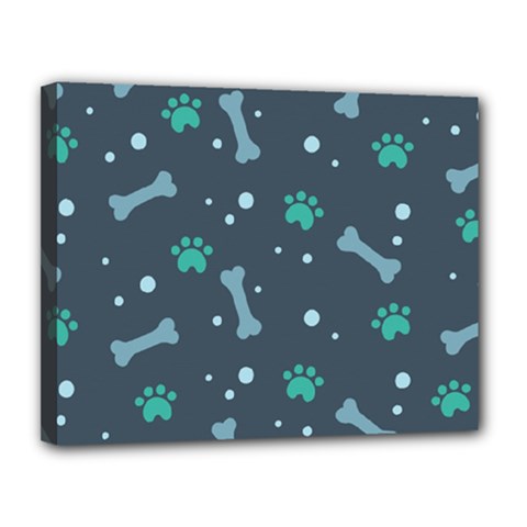 Bons Foot Prints Pattern Background Canvas 14  x 11  (Stretched) from ArtsNow.com