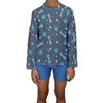 Bons Foot Prints Pattern Background Kids  Long Sleeve Swimwear