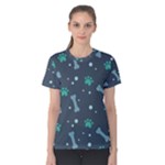 Bons Foot Prints Pattern Background Women s Cotton T-Shirt