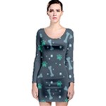 Bons Foot Prints Pattern Background Long Sleeve Bodycon Dress