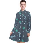 Bons Foot Prints Pattern Background Long Sleeve Chiffon Shirt Dress