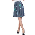 Bons Foot Prints Pattern Background A-Line Skirt