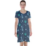 Bons Foot Prints Pattern Background Short Sleeve Nightdress