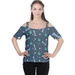 Bons Foot Prints Pattern Background Cutout Shoulder T-Shirt