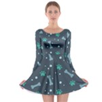 Bons Foot Prints Pattern Background Long Sleeve Skater Dress