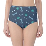 Bons Foot Prints Pattern Background Classic High-Waist Bikini Bottoms