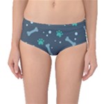 Bons Foot Prints Pattern Background Mid-Waist Bikini Bottoms