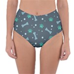 Bons Foot Prints Pattern Background Reversible High-Waist Bikini Bottoms