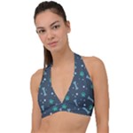 Bons Foot Prints Pattern Background Halter Plunge Bikini Top