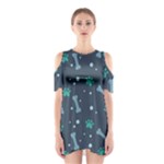 Bons Foot Prints Pattern Background Shoulder Cutout One Piece Dress