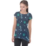 Bons Foot Prints Pattern Background Cap Sleeve High Low Top
