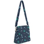 Bons Foot Prints Pattern Background Zipper Messenger Bag