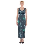 Bons Foot Prints Pattern Background Fitted Maxi Dress