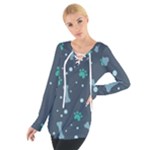 Bons Foot Prints Pattern Background Tie Up T-Shirt