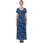 Bons Foot Prints Pattern Background High Waist Short Sleeve Maxi Dress