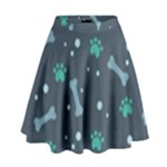 Bons Foot Prints Pattern Background High Waist Skirt